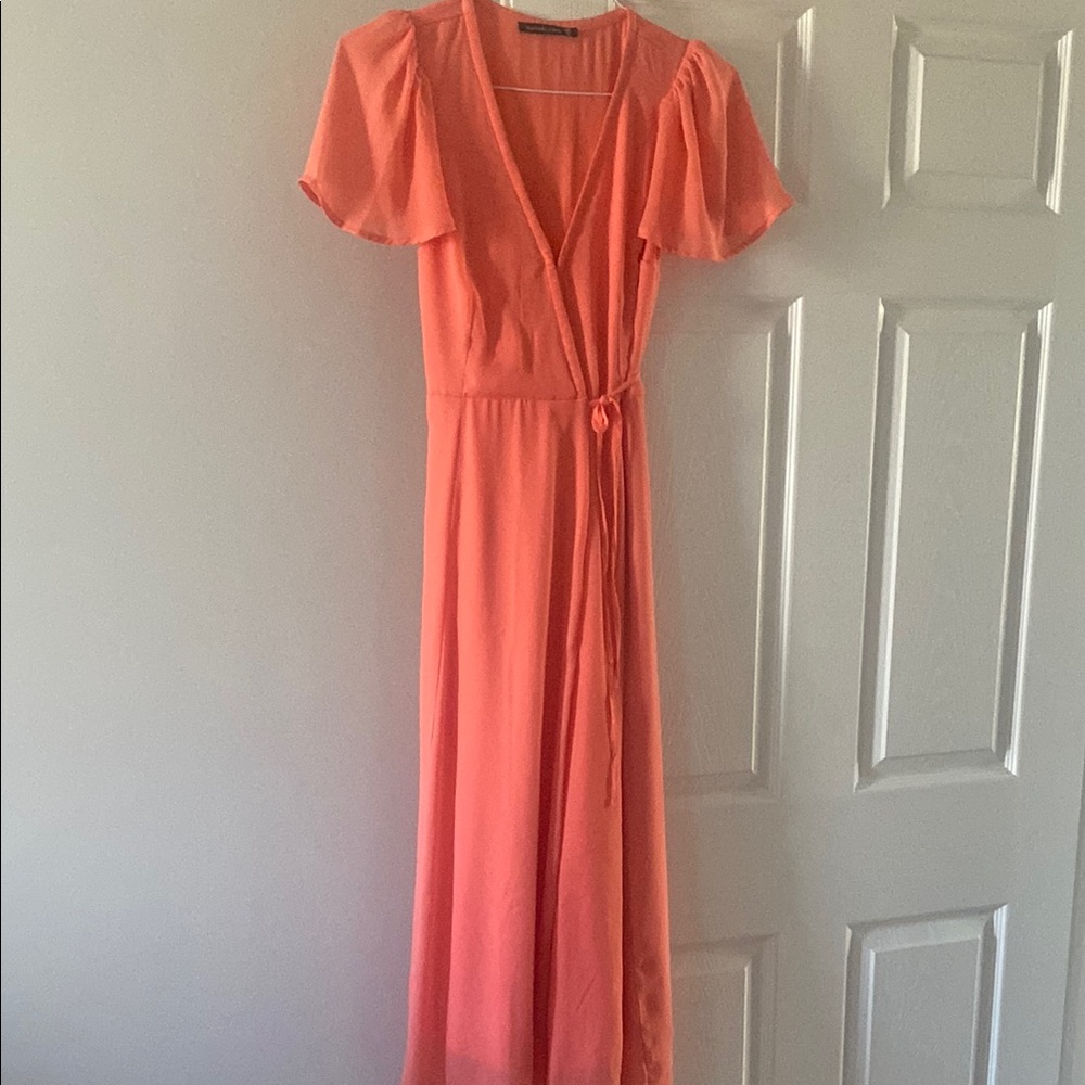 Abercrombie & Fitch Elegant Coral Wrap Dress